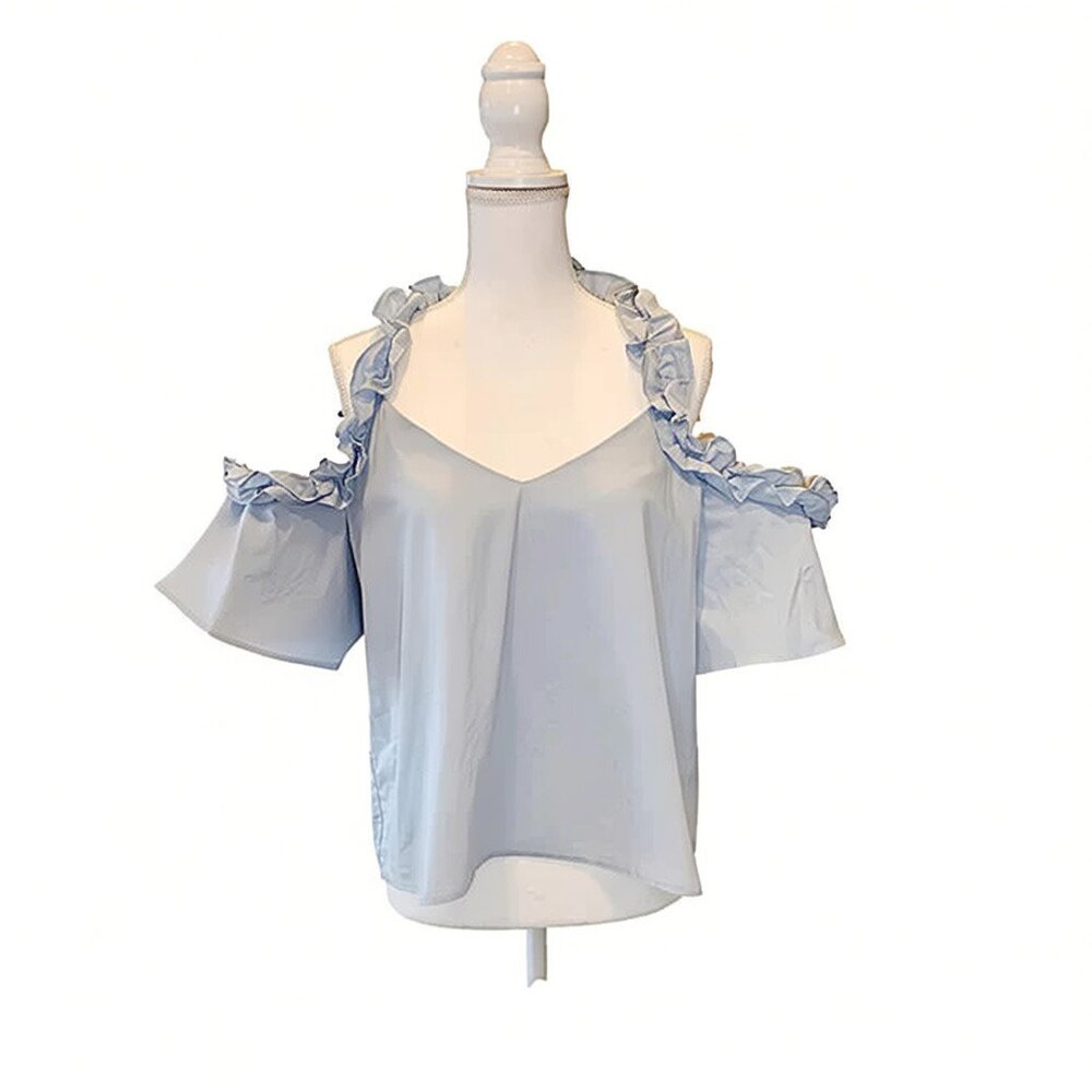 Off the shoulder - Light Blue 100% Cotton shirt by TOPSHOP - Size 8 in US
